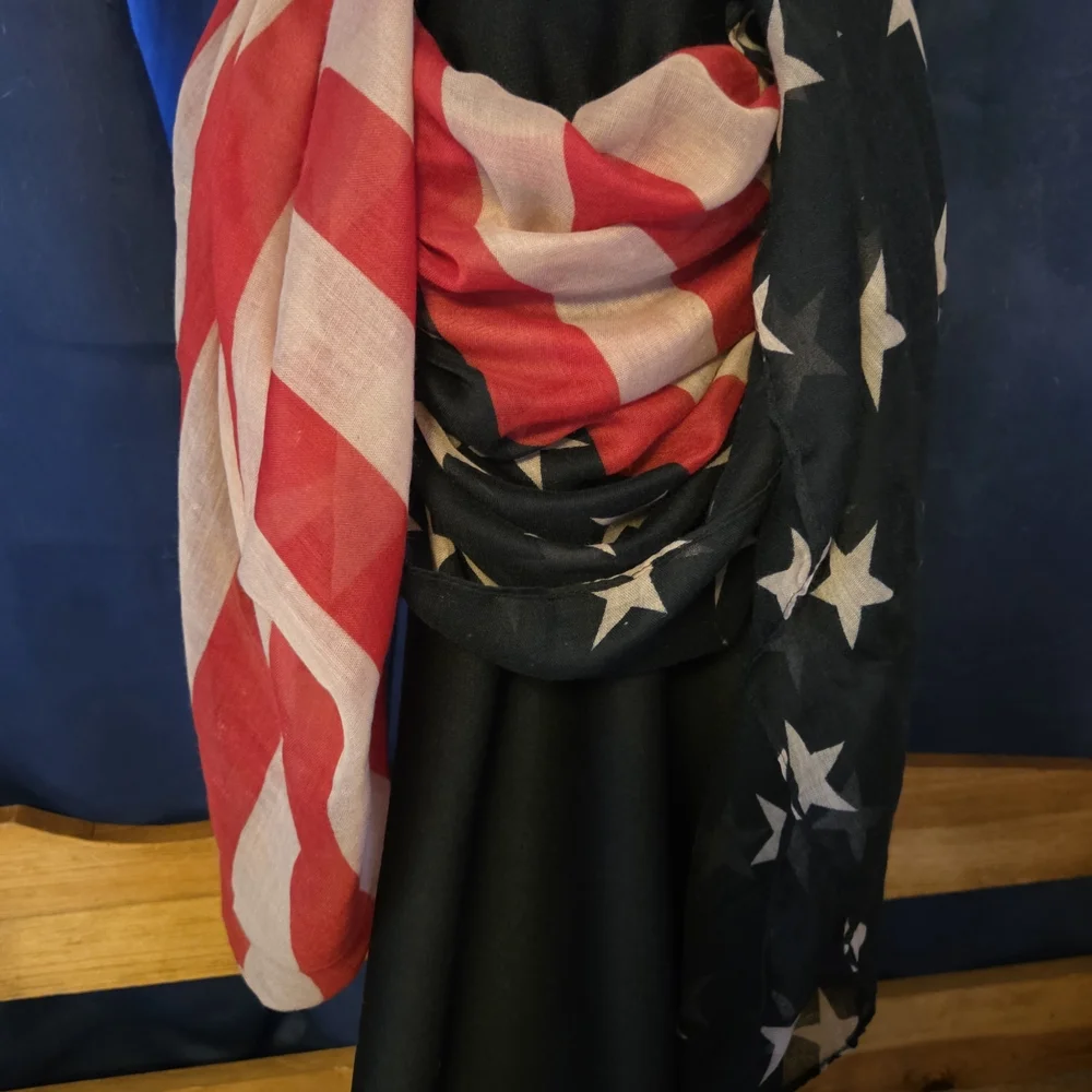 American Flag Scarf Wrap USA 250th Birthday Patriotic Stars & Stripes